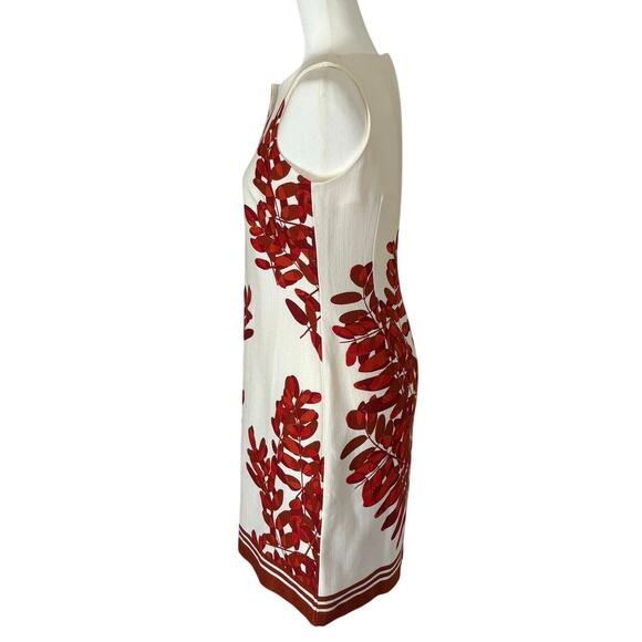 Taylor Textured Fern Print Sleeveless Sheath Dress Women's 4 | Cream & Rust NWT - Picture 2 of 11